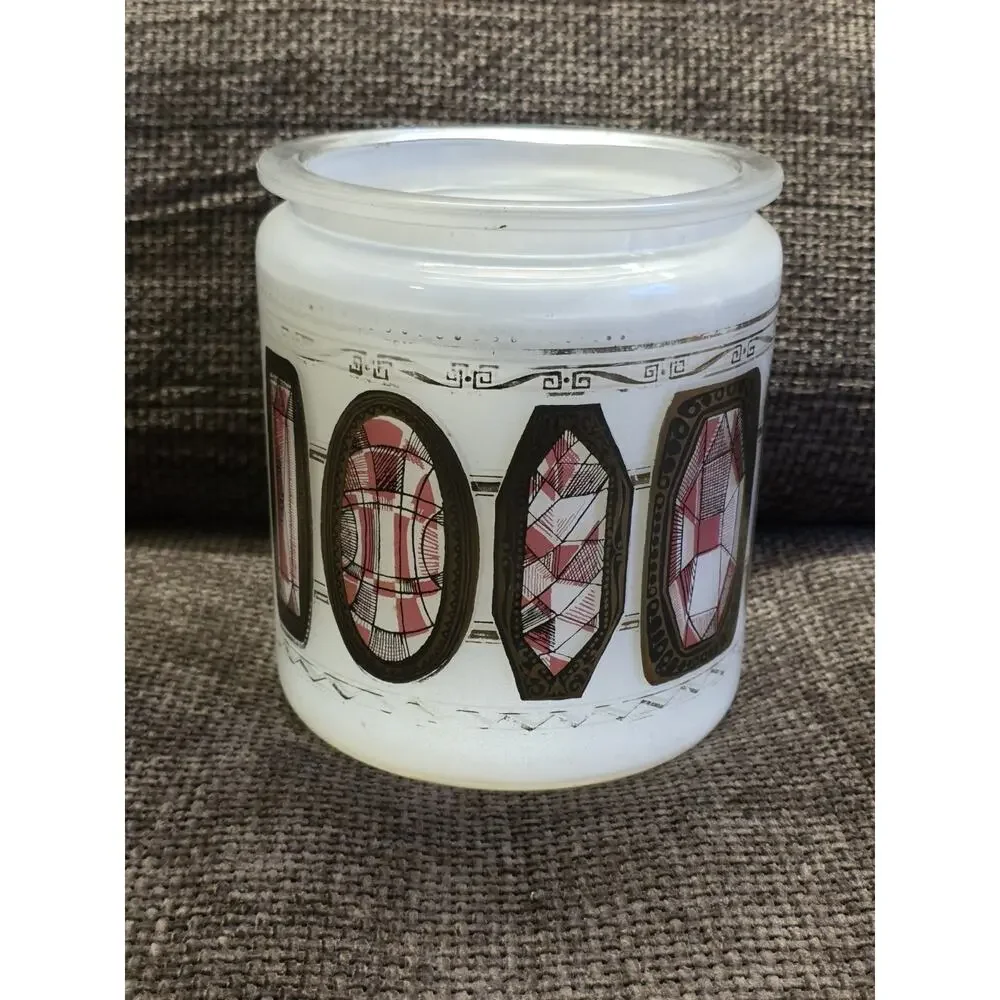 Vintage Mid-Century Modern White Geometric Design Harry Sternberg Jar 7.5'' MCM